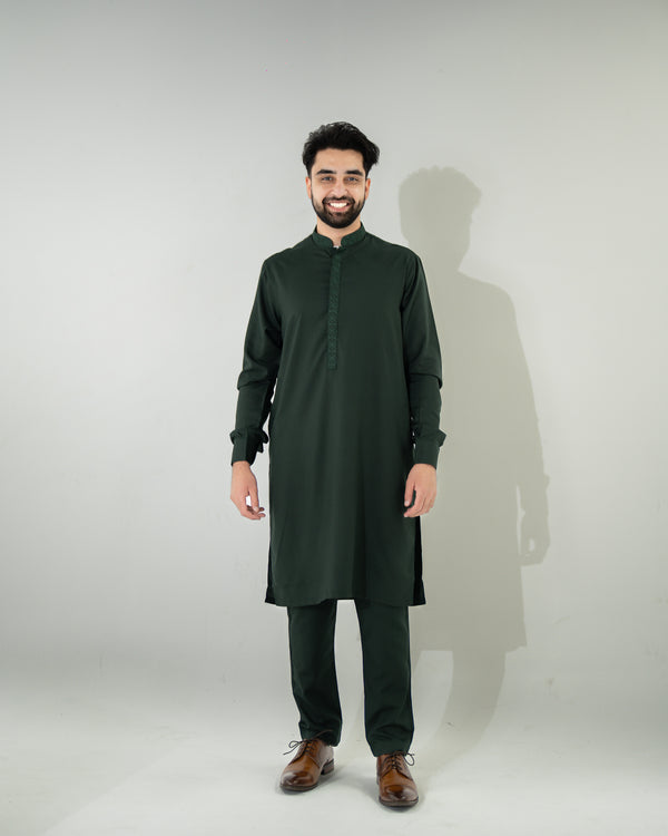 Dark Green Kurta Pajama Set