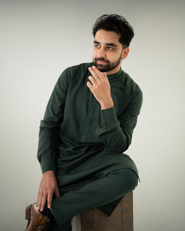 Dark Green Kurta Pajama Set
