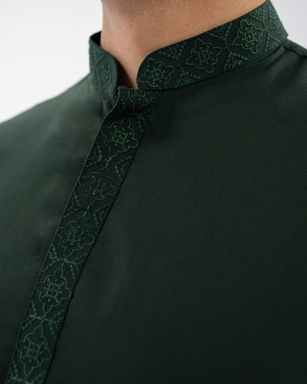Dark Green Kurta Pajama Set