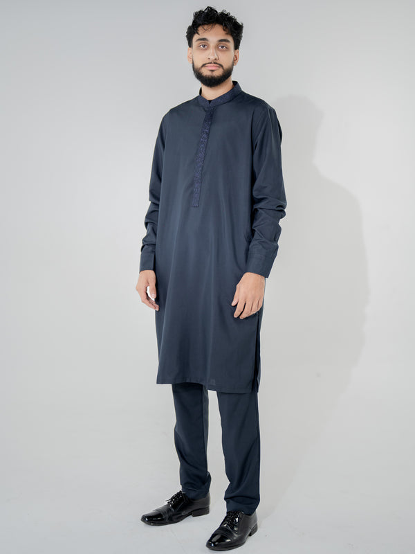 Steel Blue Kurta Pajama Set