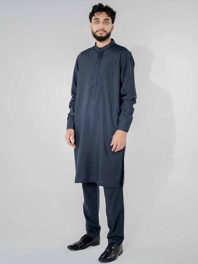 Steel Blue Kurta Pajama Set
