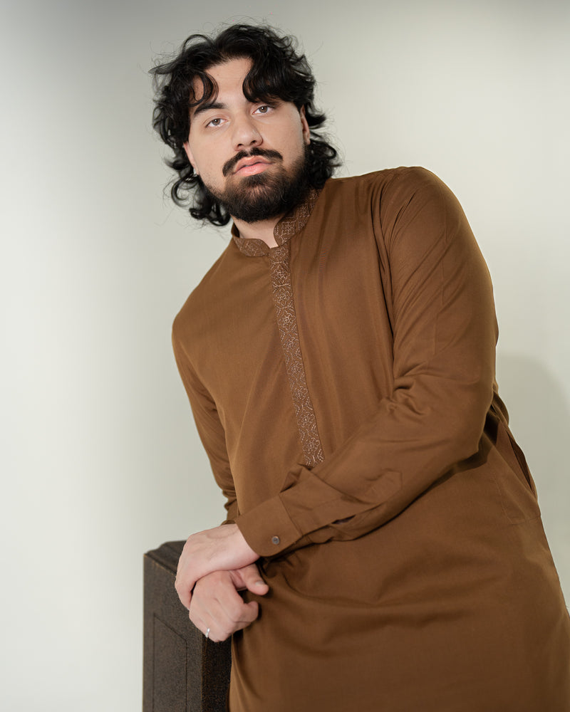 Brown Kurta Pajama Set